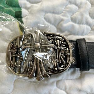 Men's Black Leather Belt with Silver Buckle